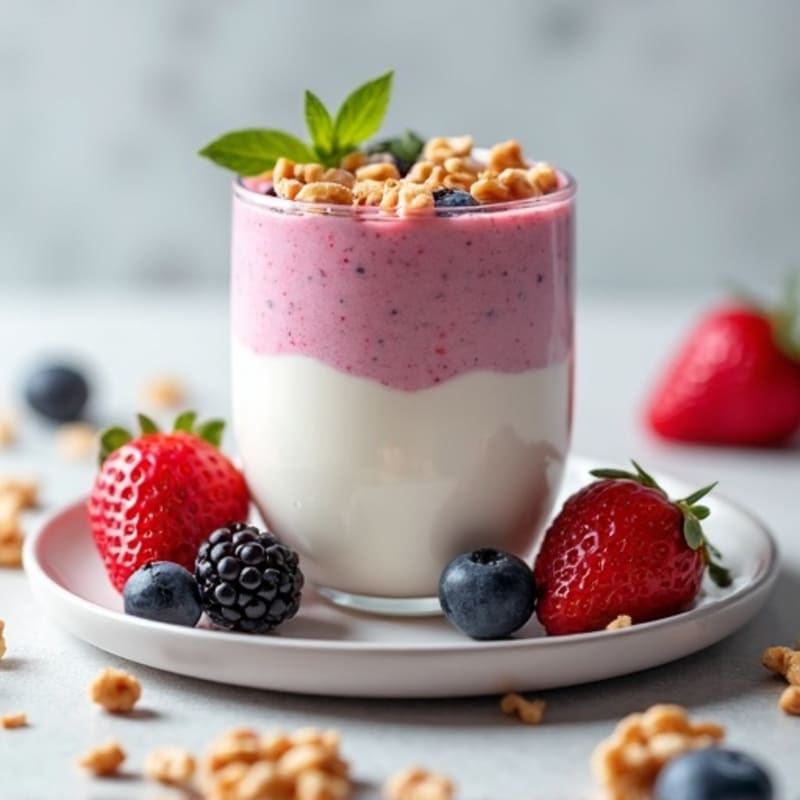 Greek Yogurt Protein Mousse with Mixed Berries