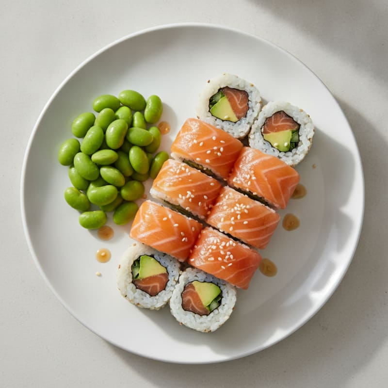 Fresh Salmon & Avocado Sushi Rolls