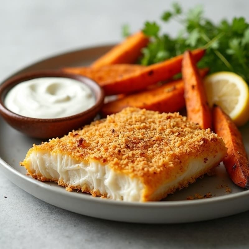Crispy Oven-Baked White Fish with Roasted Sweet Potato Fries