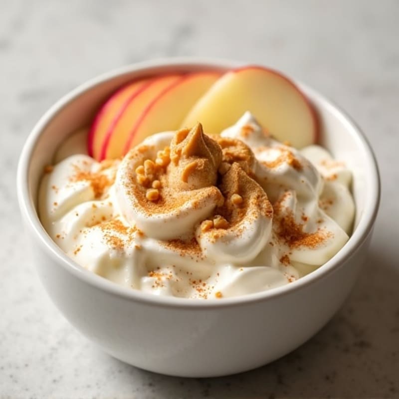 Creamy Peanut Butter Protein Fluff with Sliced Apples
