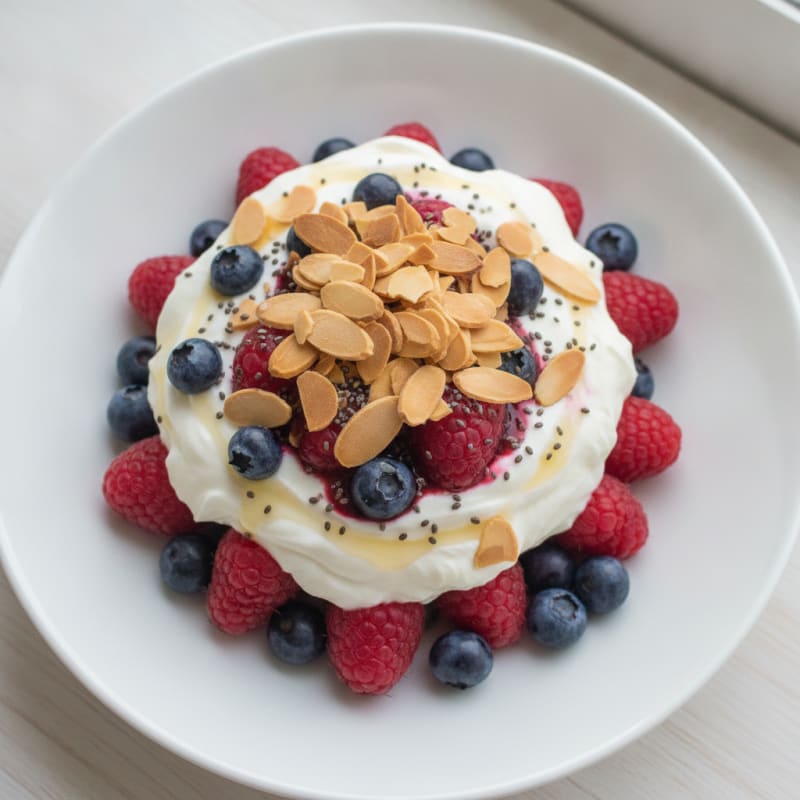 Greek Yogurt Protein Parfait with Berries and Almonds