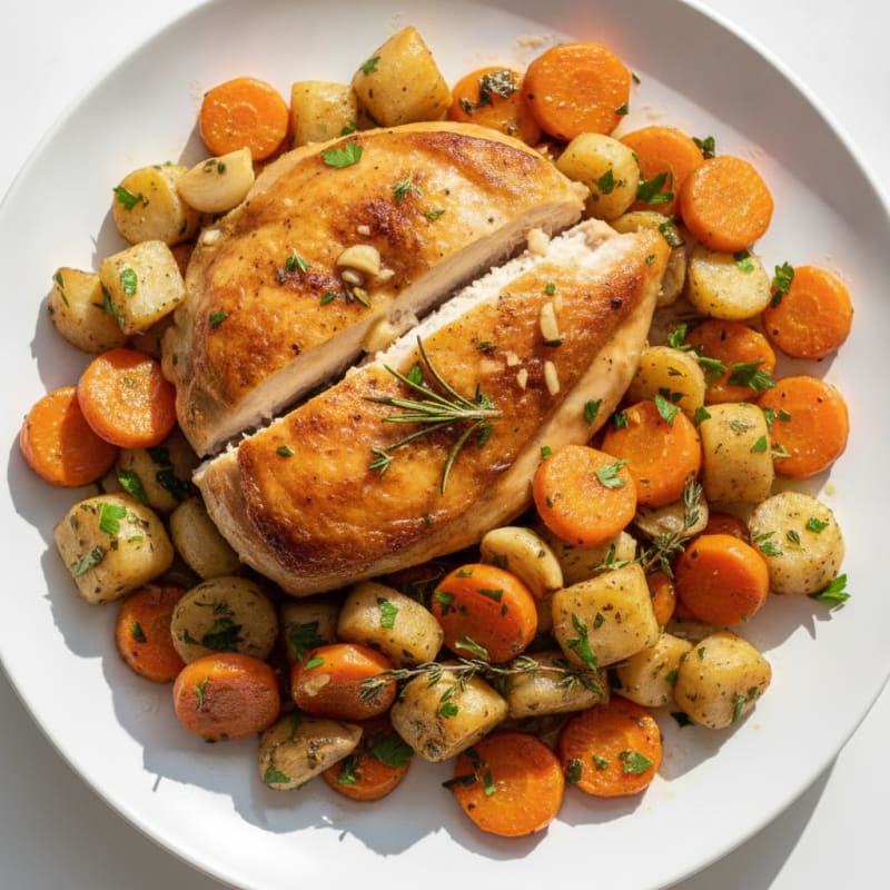 Garlic Herb Roasted Chicken with Root Vegetables
