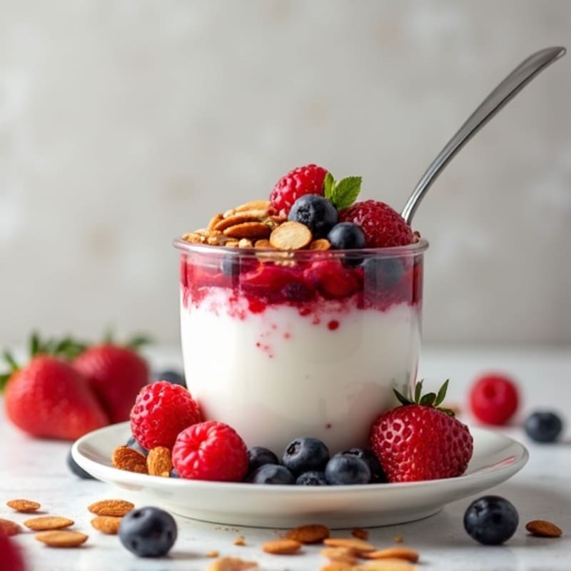 Greek Yogurt Protein Parfait with Mixed Berries and Almonds