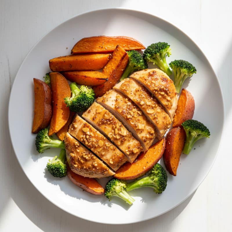 Crispy Honey-Mustard Chicken with Roasted Sweet Potatoes