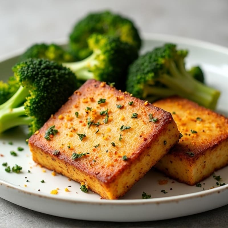 Crispy Herbed Tofu Steaks with Roasted Broccoli