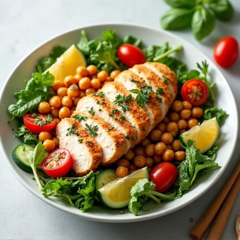 Herb-Marinated Chicken and Crispy Chickpea Salad