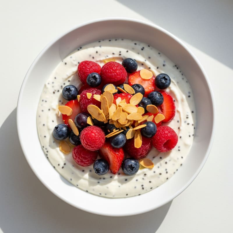 Silky Greek Yogurt Protein Mousse with Mixed Berries
