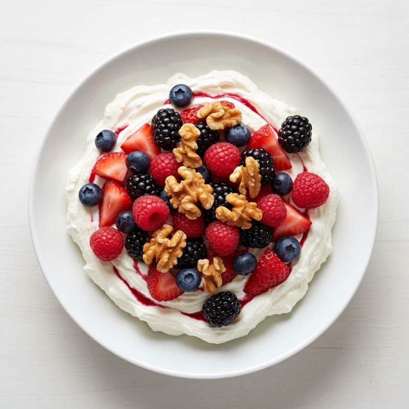 Greek Yogurt Protein Mousse with Mixed Berries