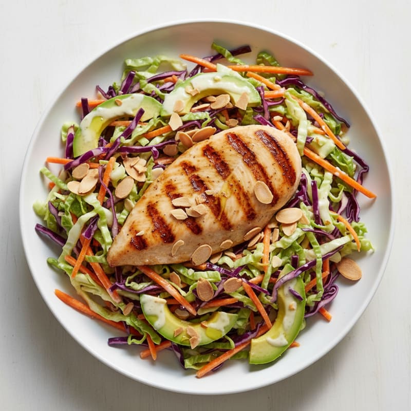 Grilled Chicken Breast with Crunchy Cabbage Slaw