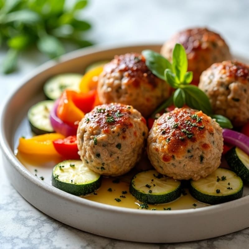 Herb-Seasoned Turkey Meatballs with Roasted Vegetables