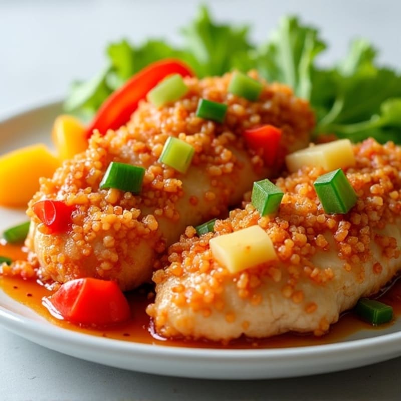 Crispy Baked Sweet & Sour Chicken with Pineapple and Bell Peppers