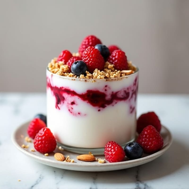 Greek Yogurt Protein Parfait with Mixed Berries and Almonds