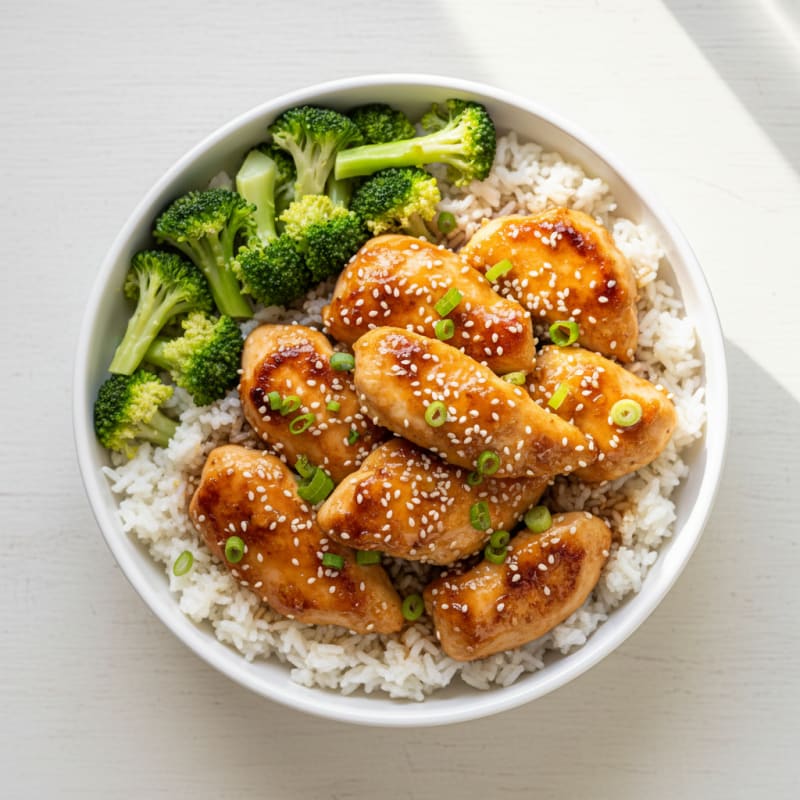 Crispy Honey-Garlic Chicken Bowls
