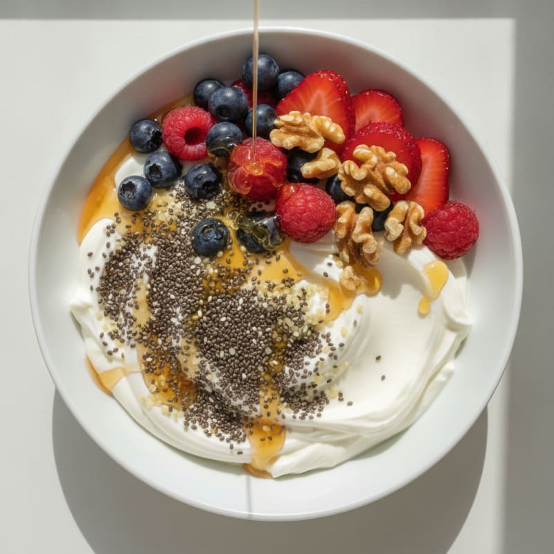 Silky Greek Yogurt Bowl with Chia Seeds and Mixed Berries