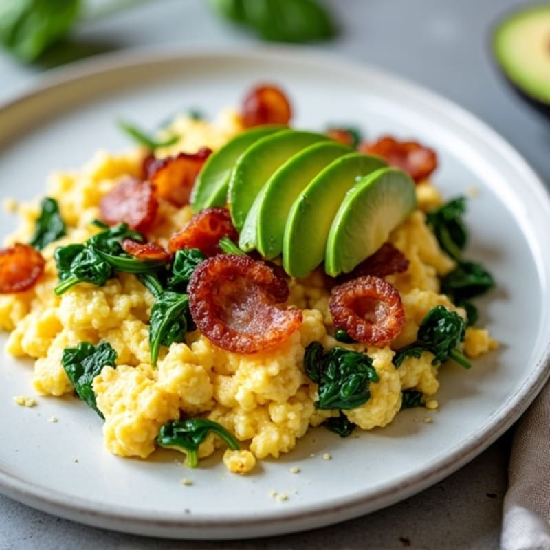 Egg White and Spinach Scramble with Turkey Bacon