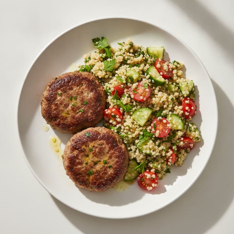 Herb-Infused Beef Patties with Zesty Quinoa Salad