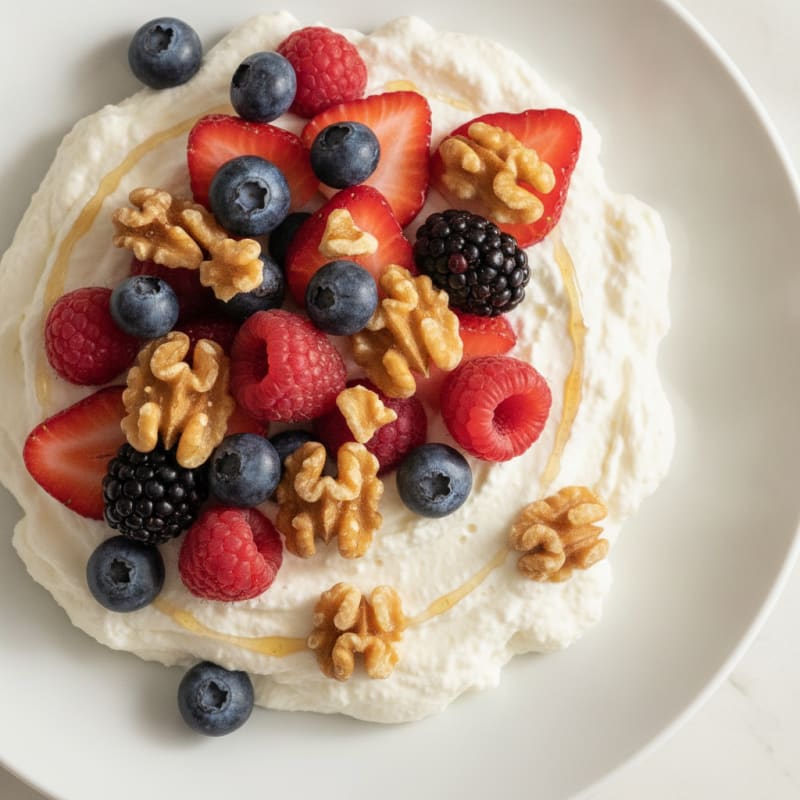 Greek Yogurt Protein Mousse with Mixed Berries
