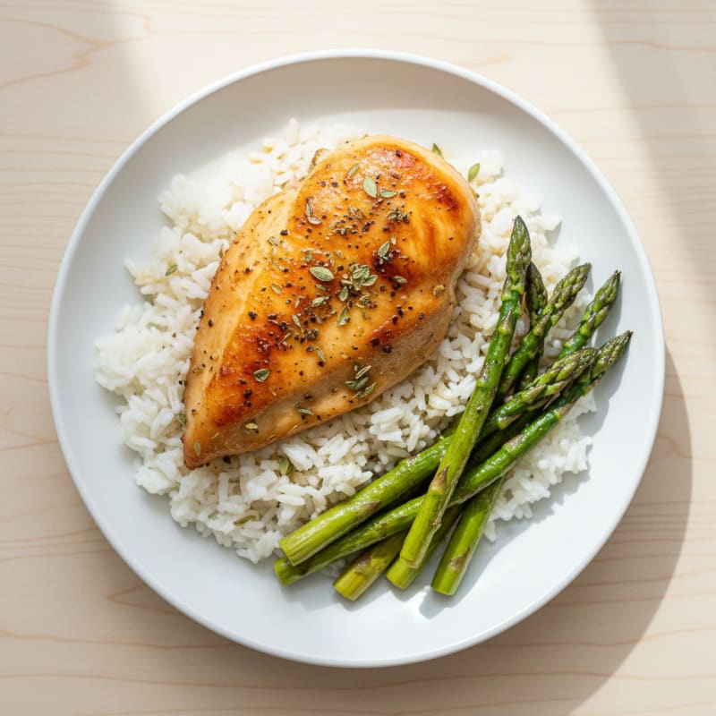 Crispy Lemon Herb Roasted Chicken with Rice
