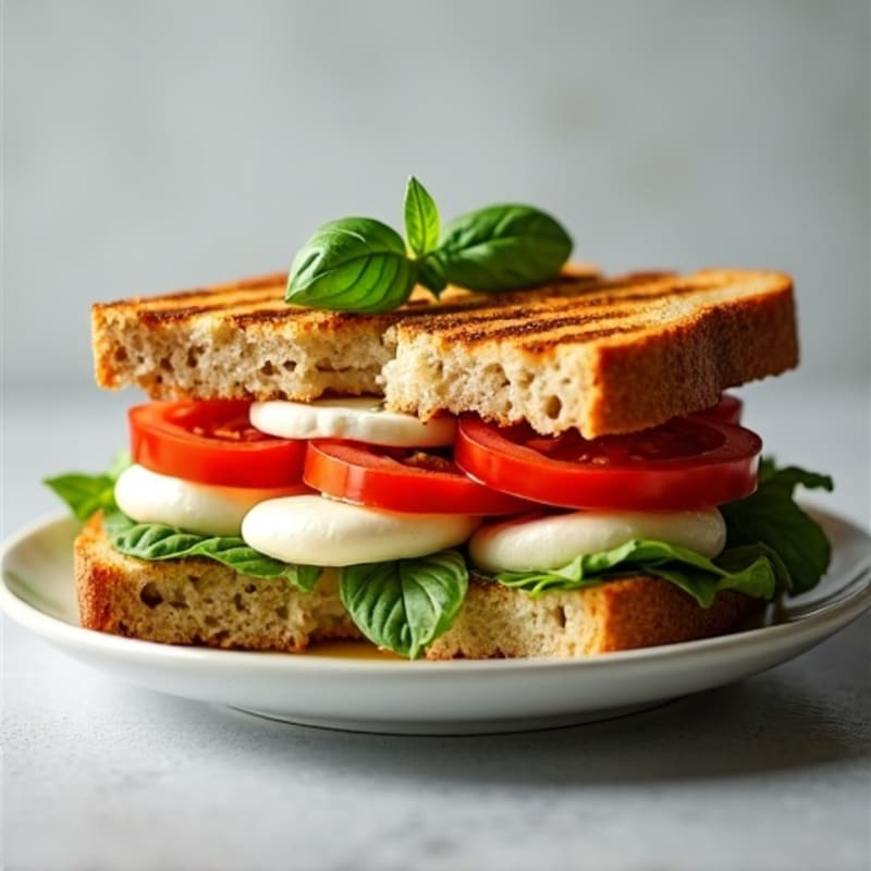 Grilled Fresh Mozzarella, Tomato, and Basil Sandwich