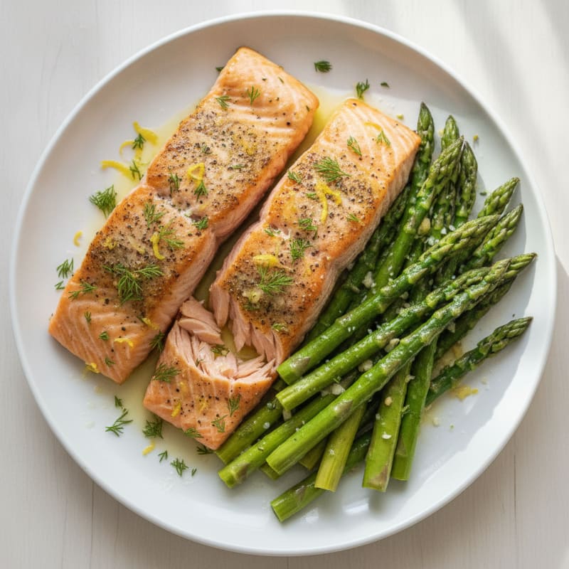 Lemon Herb Roasted Salmon with Asparagus