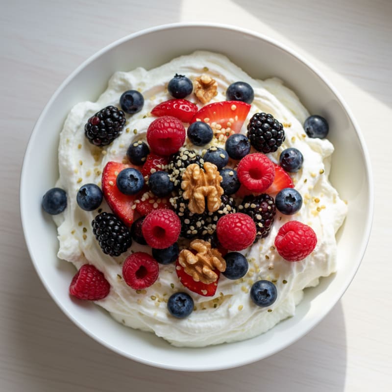 Creamy Greek Yogurt Bowl with Protein Powder and Mixed Berries