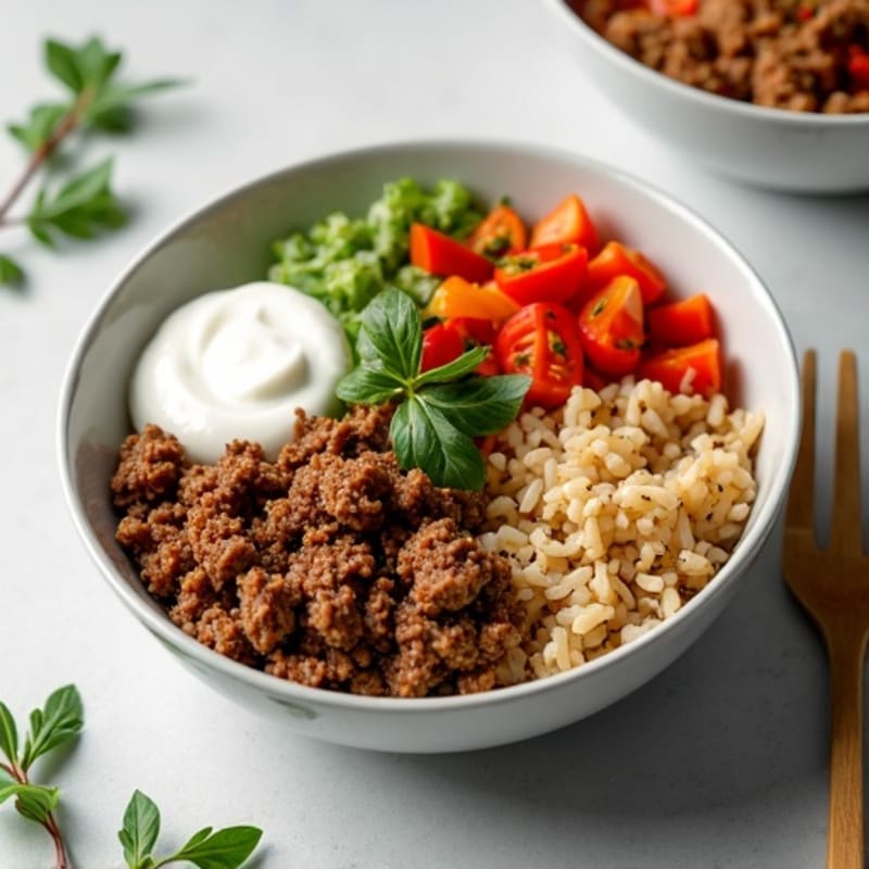 Seasoned Ground Beef Bowl with Special Sauce