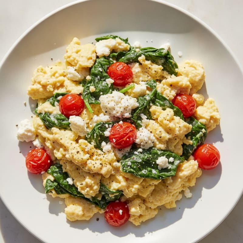 High-Protein Feta and Spinach Scramble