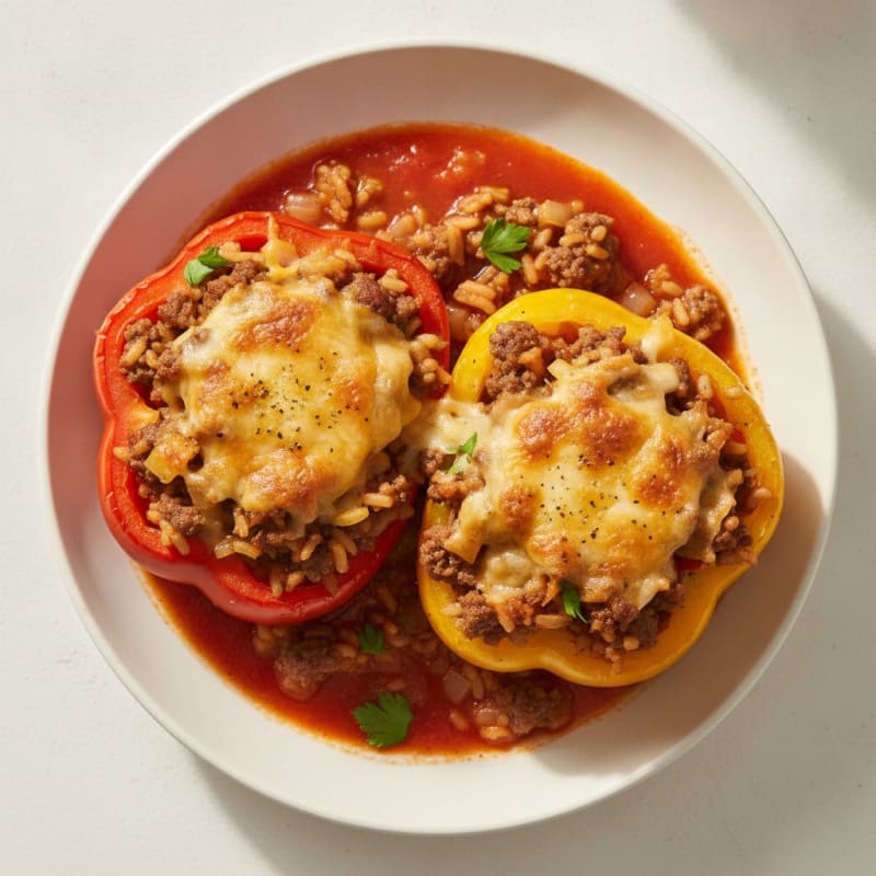 Beef and Rice Stuffed Bell Peppers