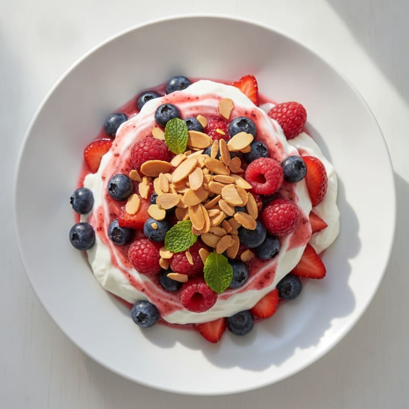 Greek Yogurt Protein Parfait with Mixed Berries