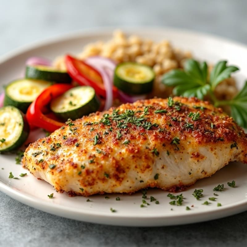 Herb-Crusted Pan Seared Chicken with Roasted Vegetables