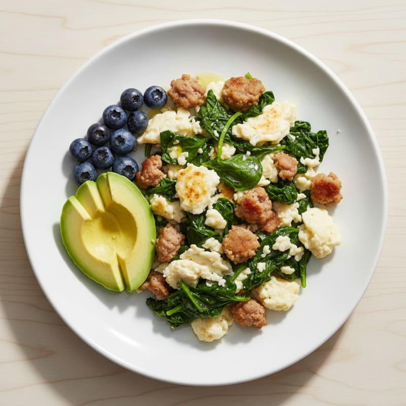Egg White Scramble with Spinach and Turkey Sausage