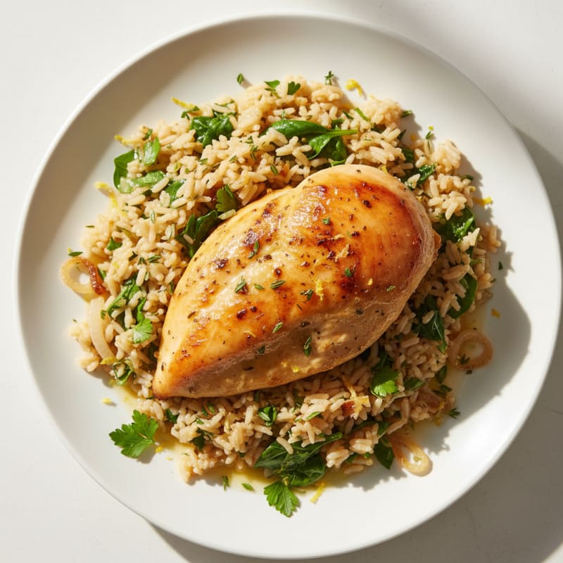 Lemon Herb Rice Pilaf with Roasted Chicken