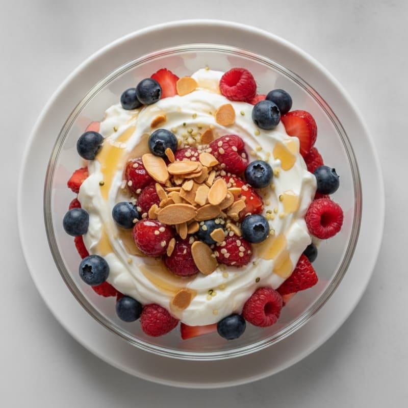 Creamy Greek Yogurt Parfait with Mixed Berries and Almonds