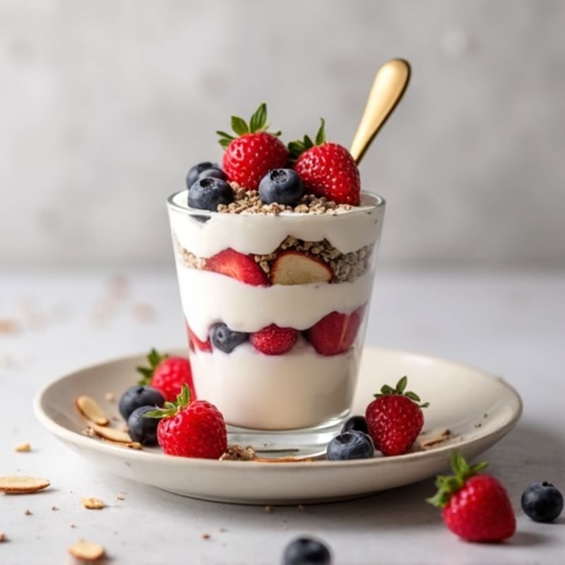 Vanilla Greek Yogurt Protein Parfait with Chia and Almonds