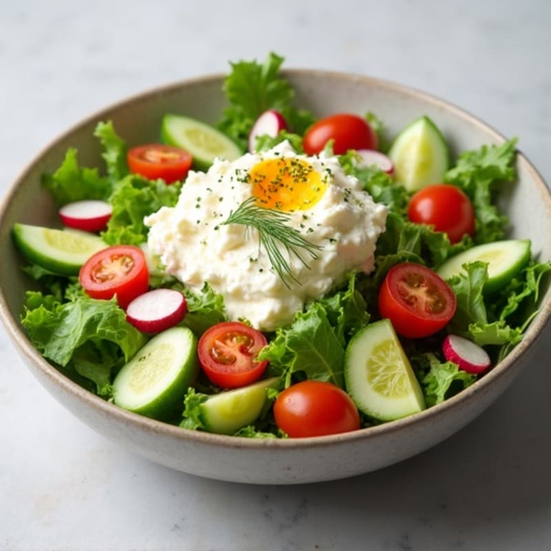 Creamy Hardboiled Egg Salad with Fresh Greens and Crunchy Vegetables