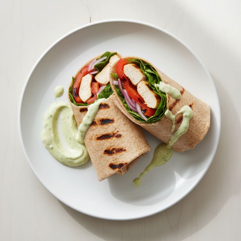 Grilled Chicken and Pepper Wrap with Garlic Mayo