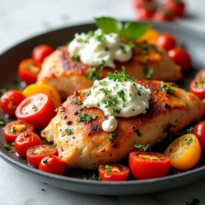 Sheet Pan Roasted Chicken with Burst Tomatoes and Creamy Feta