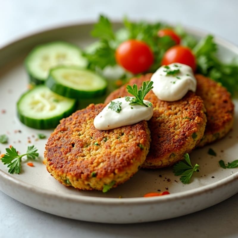 Crispy Baked Falafel with Creamy Tahini Drizzle and Fresh Herb Salad