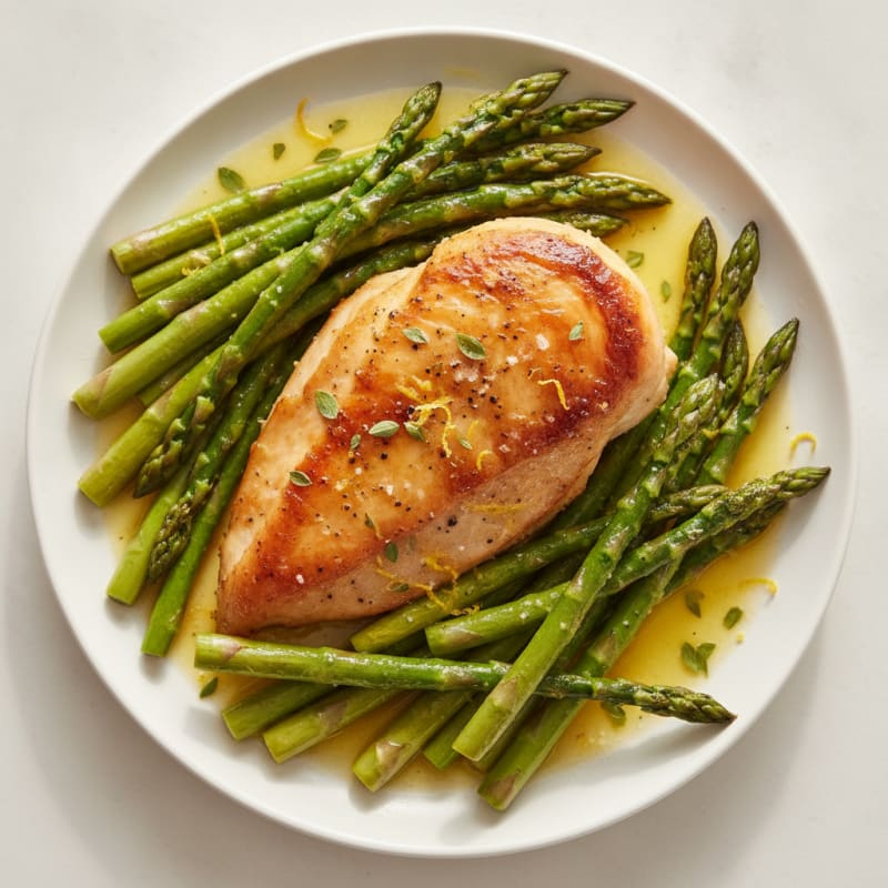 Lemon Herb Roasted Chicken with Asparagus
