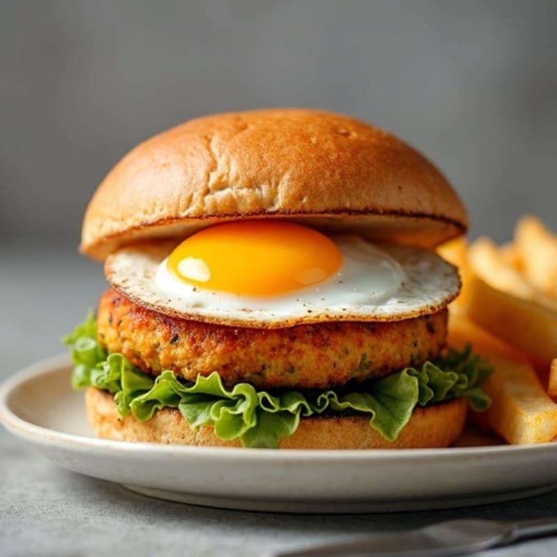 Crispy Halloumi Burger with Fresh Slaw and Seasoned Oven Fries