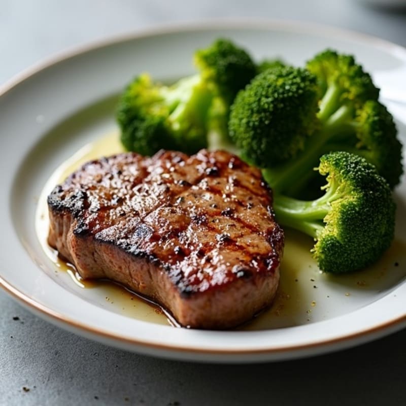 Pan-Seared Steak with Crispy Roasted Broccoli