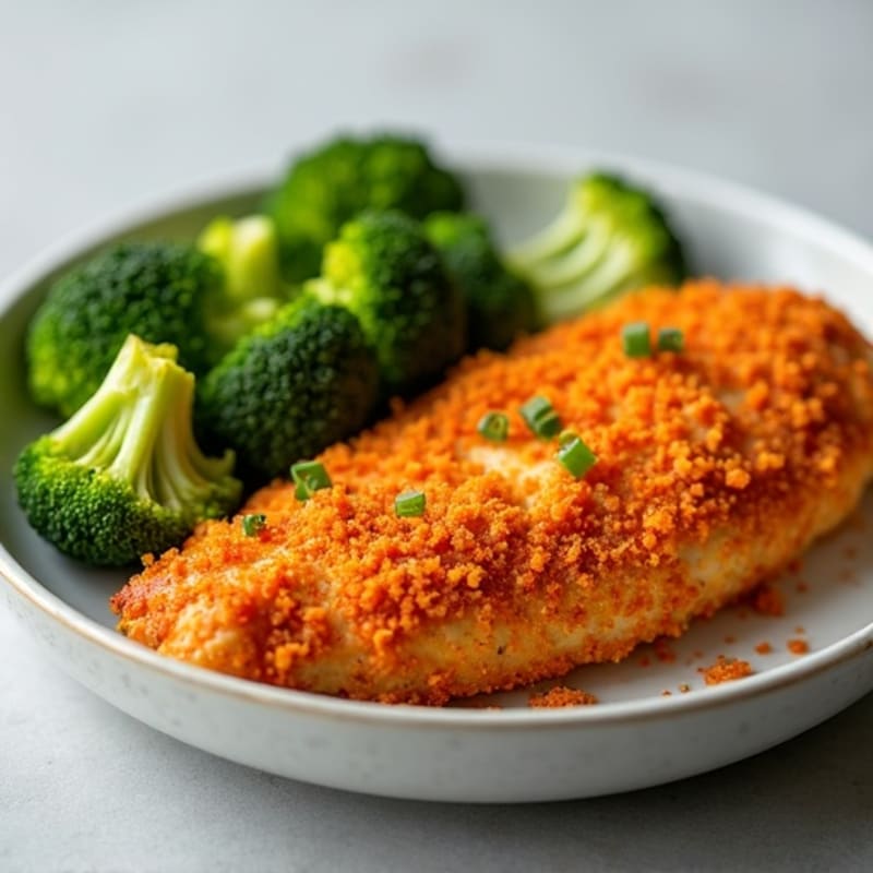 Crispy Baked Buffalo Chicken with Roasted Broccoli