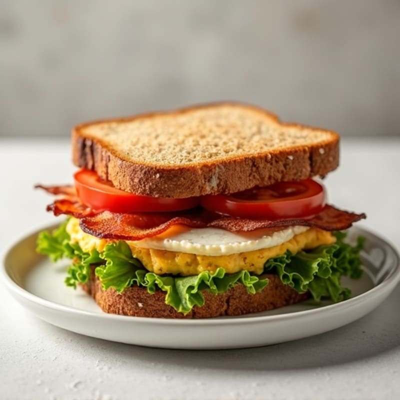 Crispy Turkey Bacon Whole Grain Sandwich with Fresh Greens and Tomato