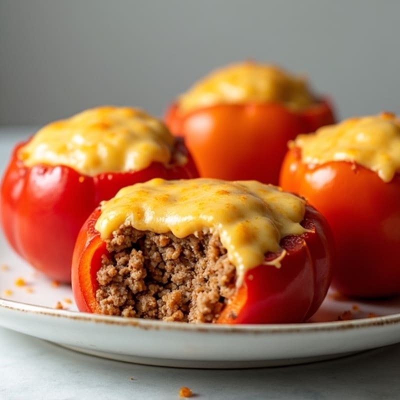 Crispy Cheesy Meat Stuffed Bell Peppers