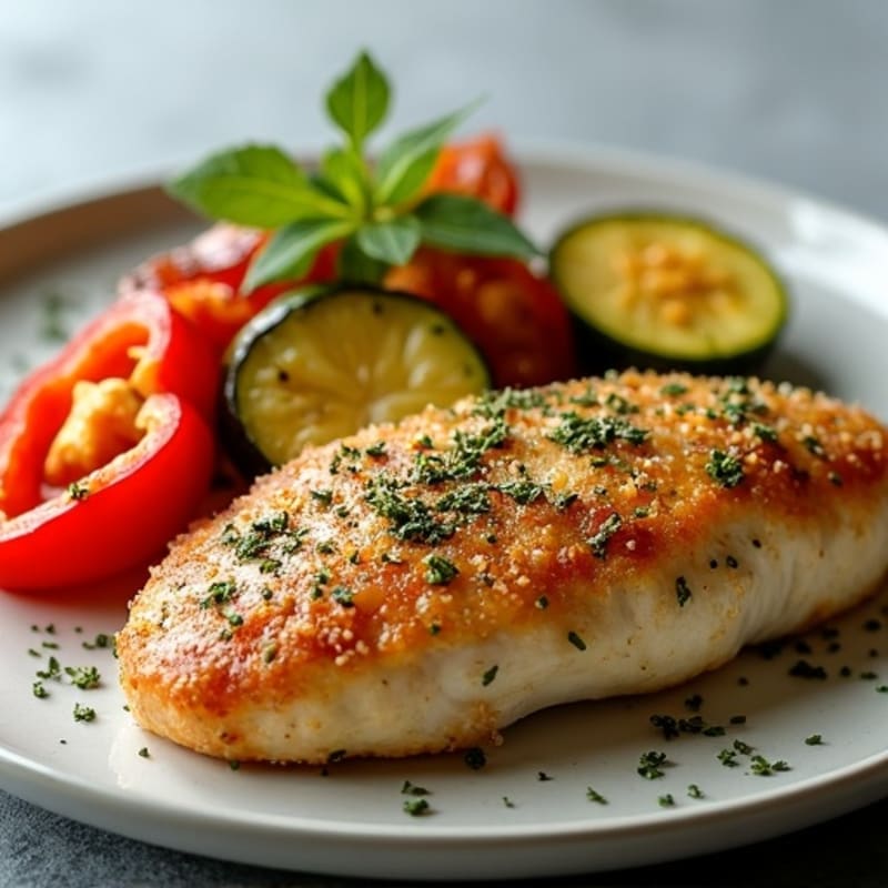 Herb-Crusted Pan Seared Chicken with Roasted Vegetables