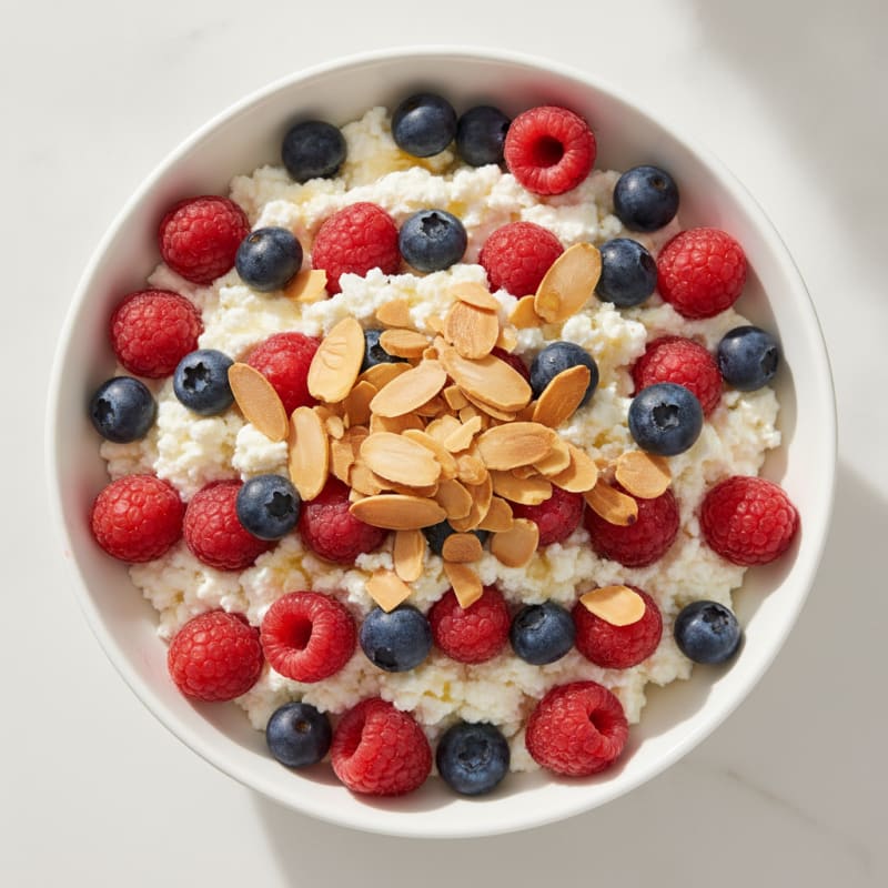 Cottage Cheese and Berry Protein Parfait with Almonds