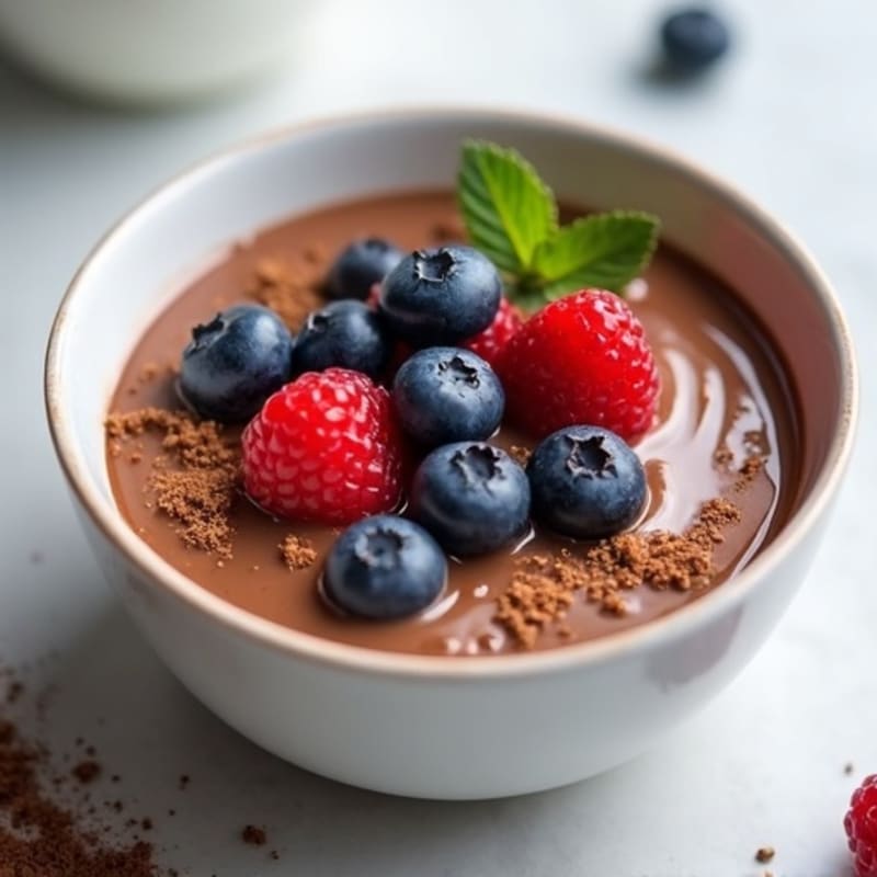 Silky Chocolate Protein Pudding with Fresh Berries