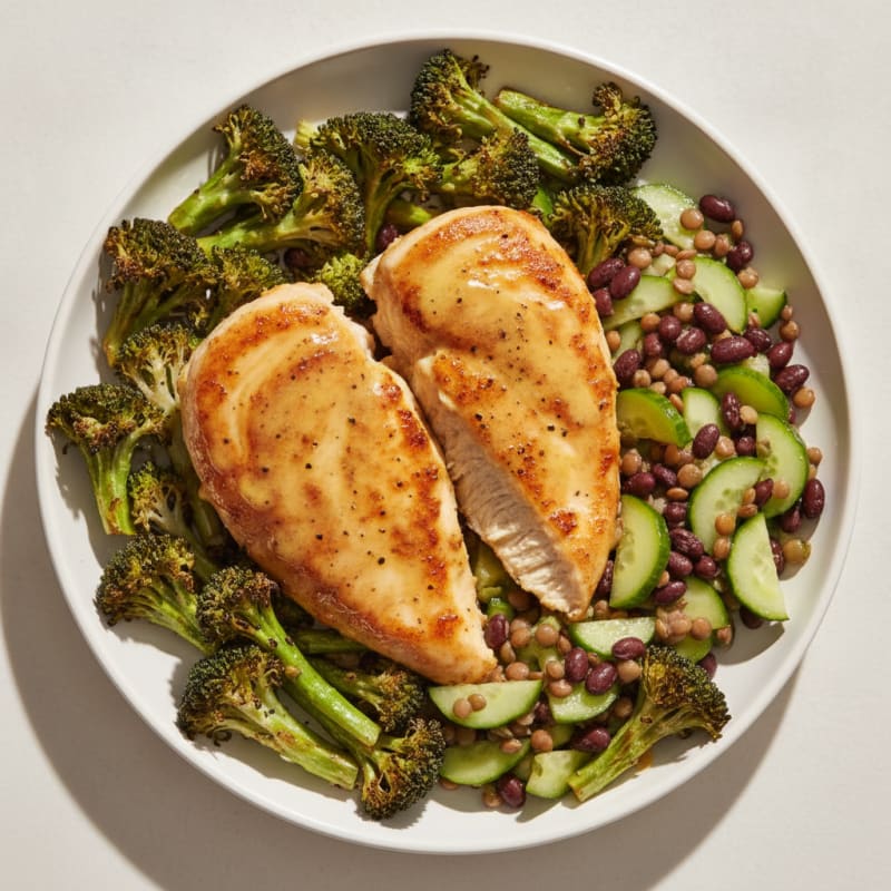 Air Fryer Tangy Frozen Chicken and Roasted Broccoli