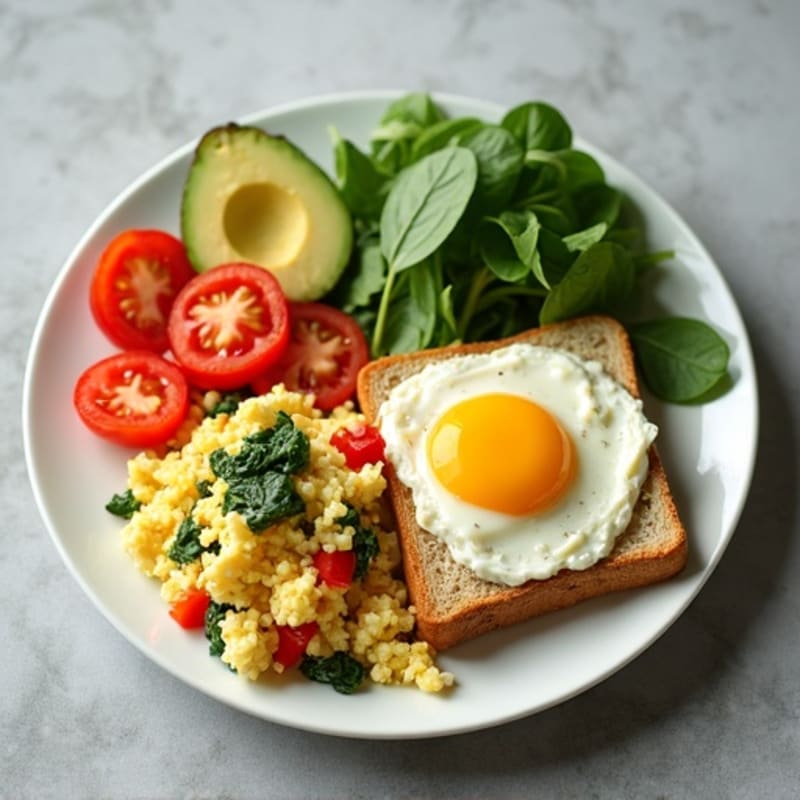 Egg White Veggie Scramble with Cottage Cheese