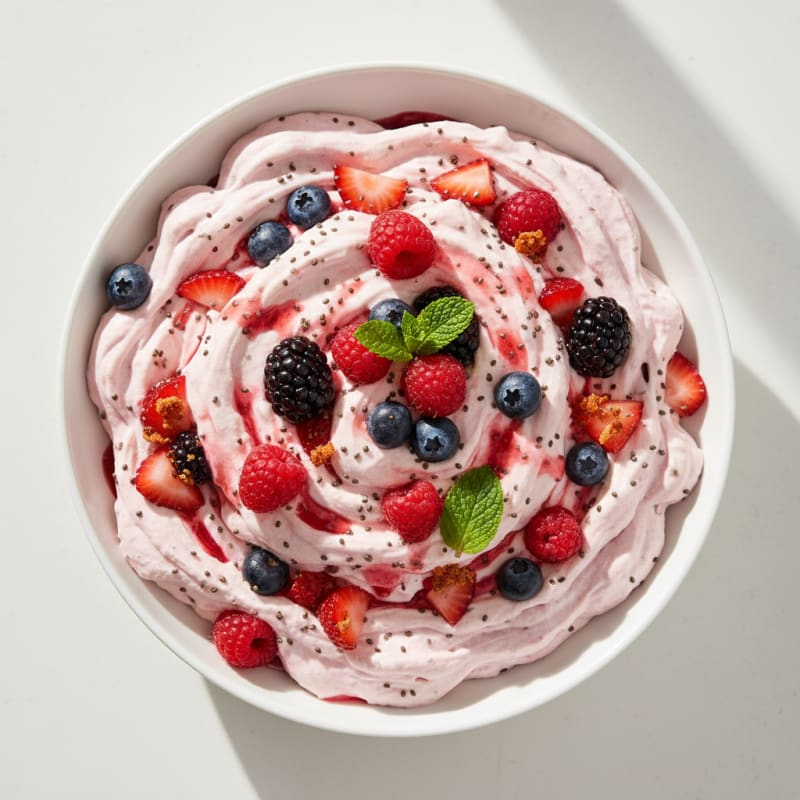 Silky Greek Yogurt Protein Mousse with Mixed Berries